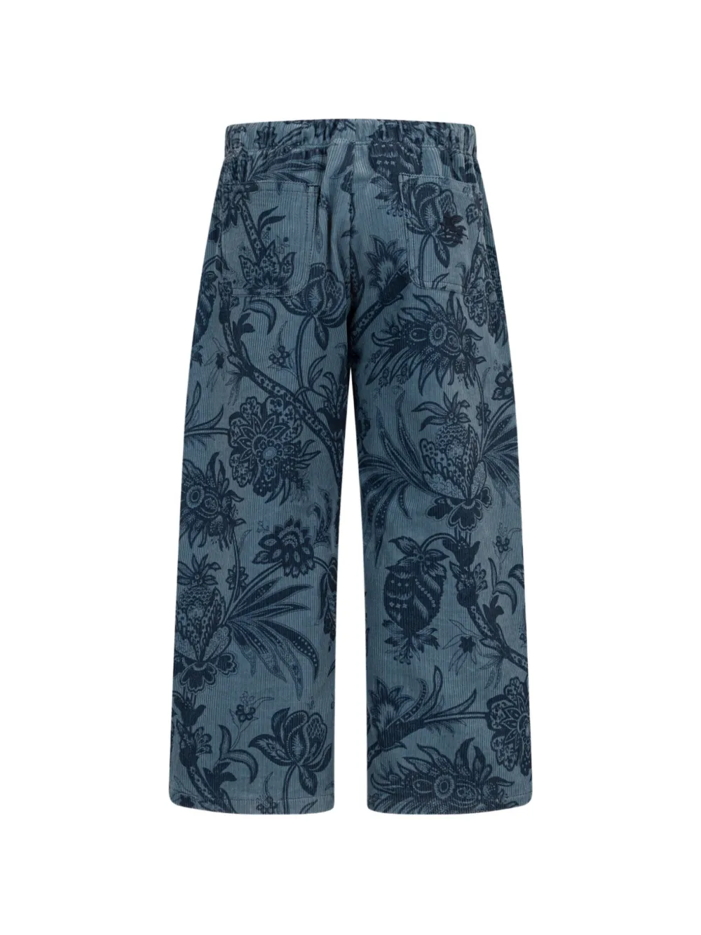 ETRO KIDS Fluwelen broek met bladerprint Blauw