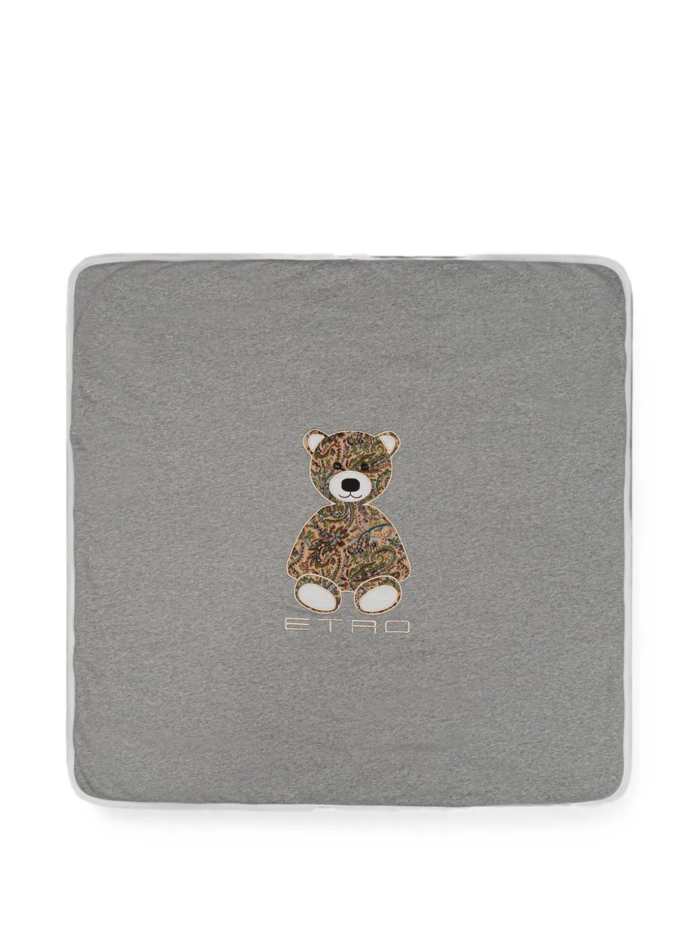 ETRO KIDS blanket with inlaid Teddy Bear - Grigio