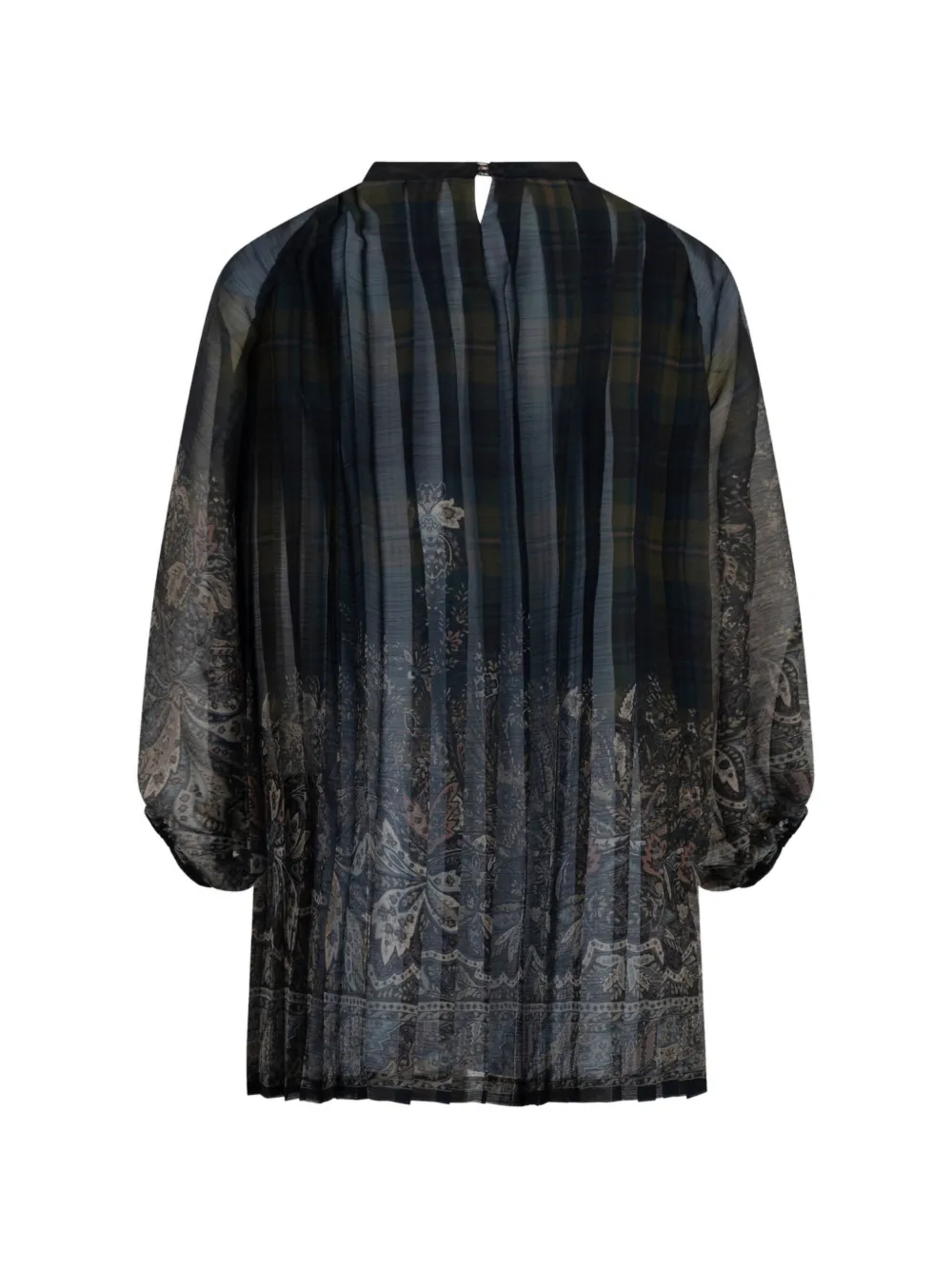 ETRO KIDS Geplooide jurk van lichtgewicht crêpon met geplaatste print Groen
