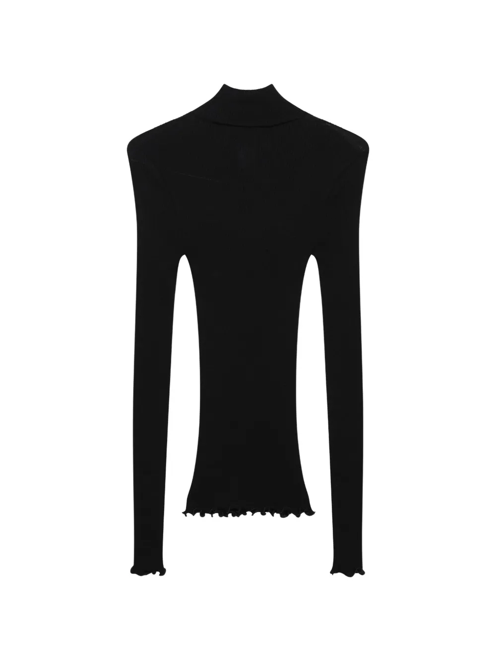 Prada Ribgebreid T-shirt met hoge hals en driehoekig logo Zwart