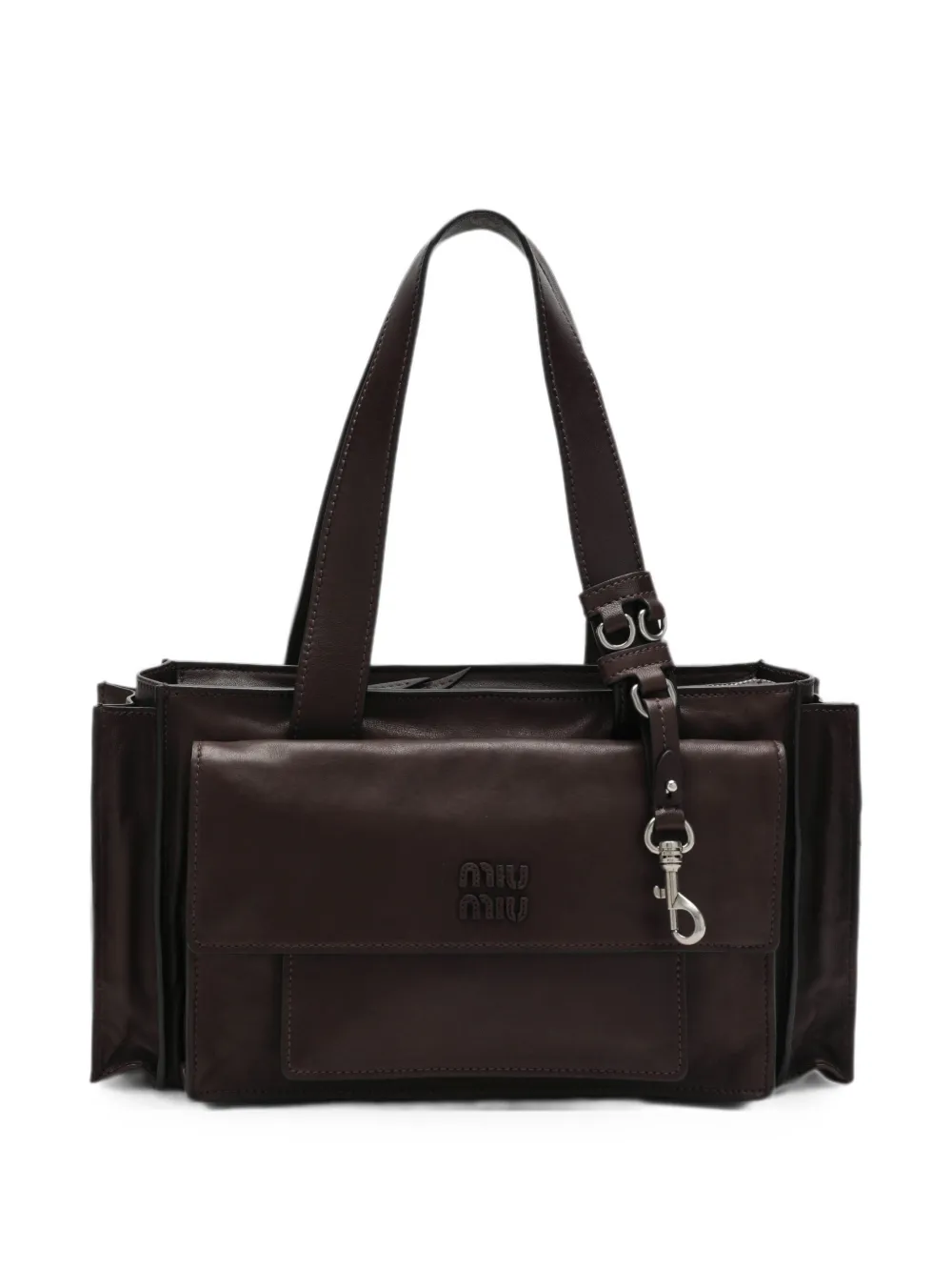 Miu Miu Borsa a spalla Utilitaire con logo goffrato - Marrone
