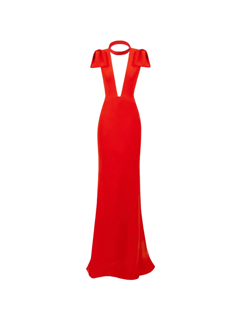 Gemy Maalouf bow-detail plunge-neck dress - Rot