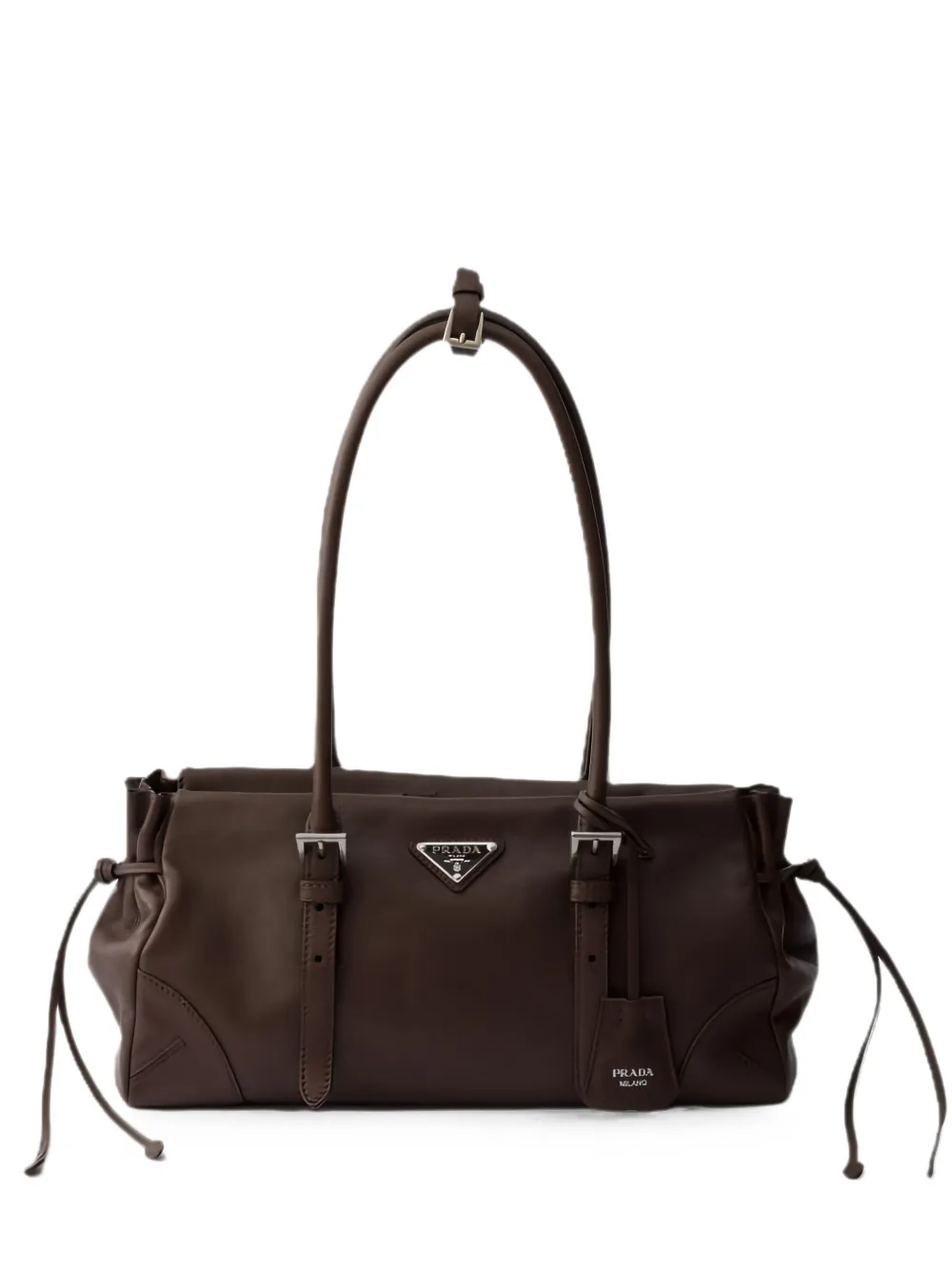 Prada buckle-detail leather tote bag - Marrone