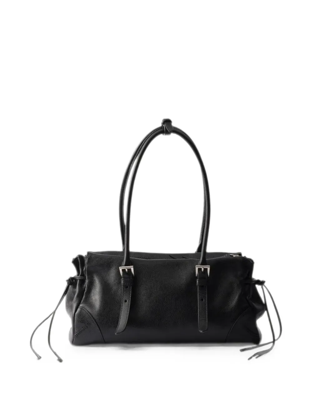 Prada Medium Bonnie schoudertas met logo-plakkaat en gespen Zwart