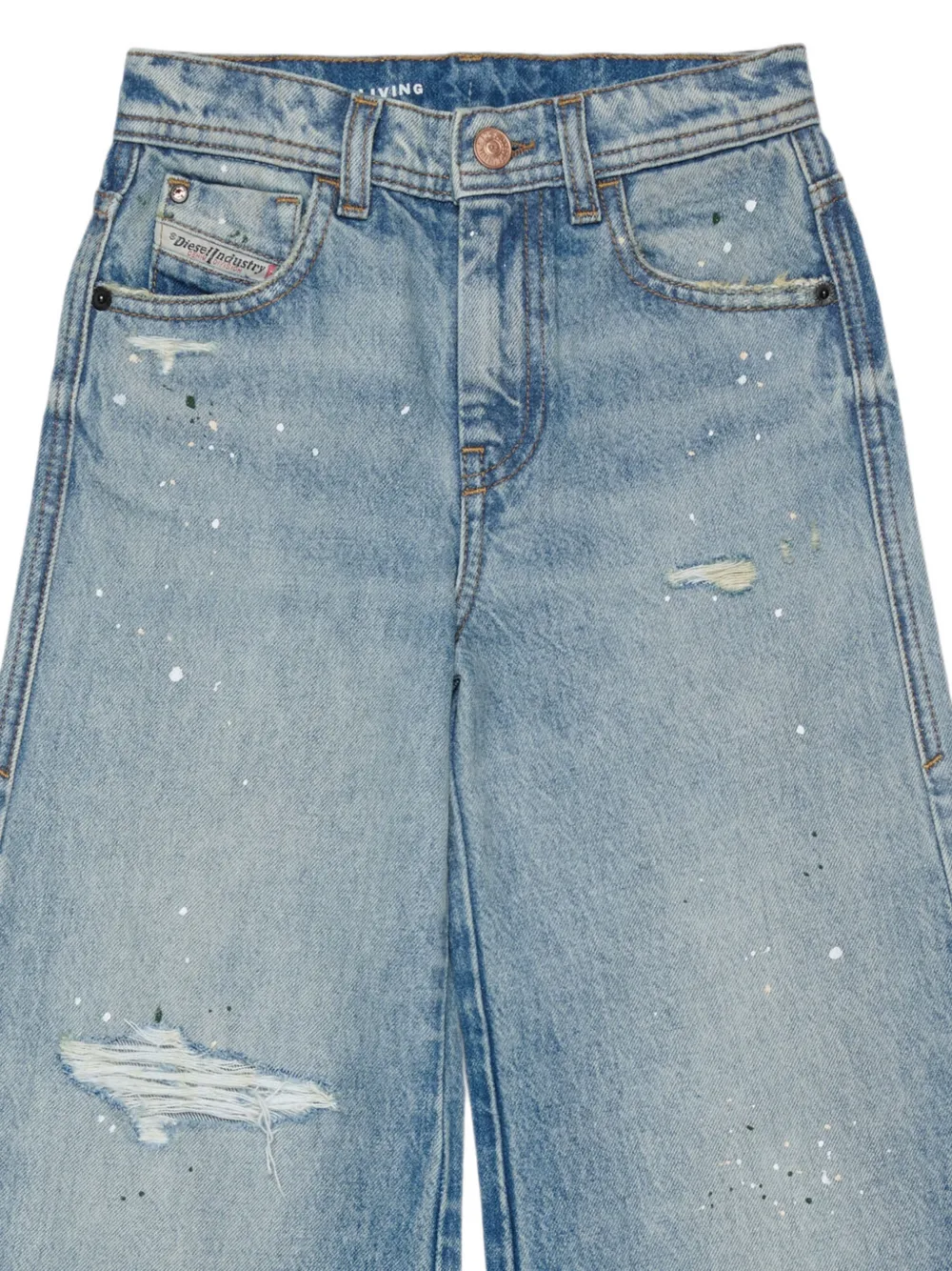 Diesel Kids D-Aromy paint-splatter distressed jeans Blauw