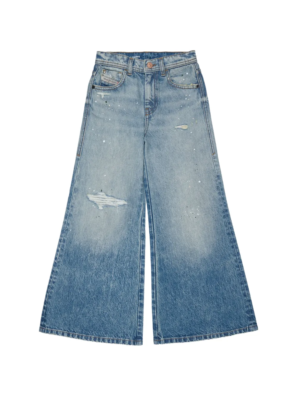 Diesel Kids distressed paint-splatter jeans - Blu