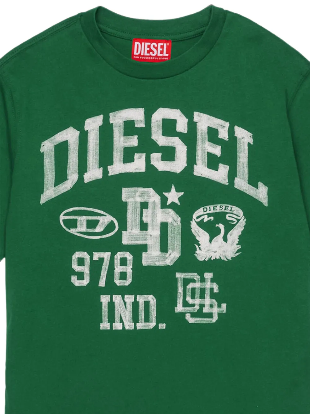 Diesel Kids Katoenen T-shirt met logoprint Groen