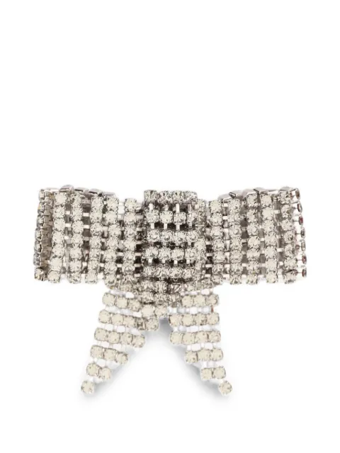 Lisa C crystal-embellished bow brooch