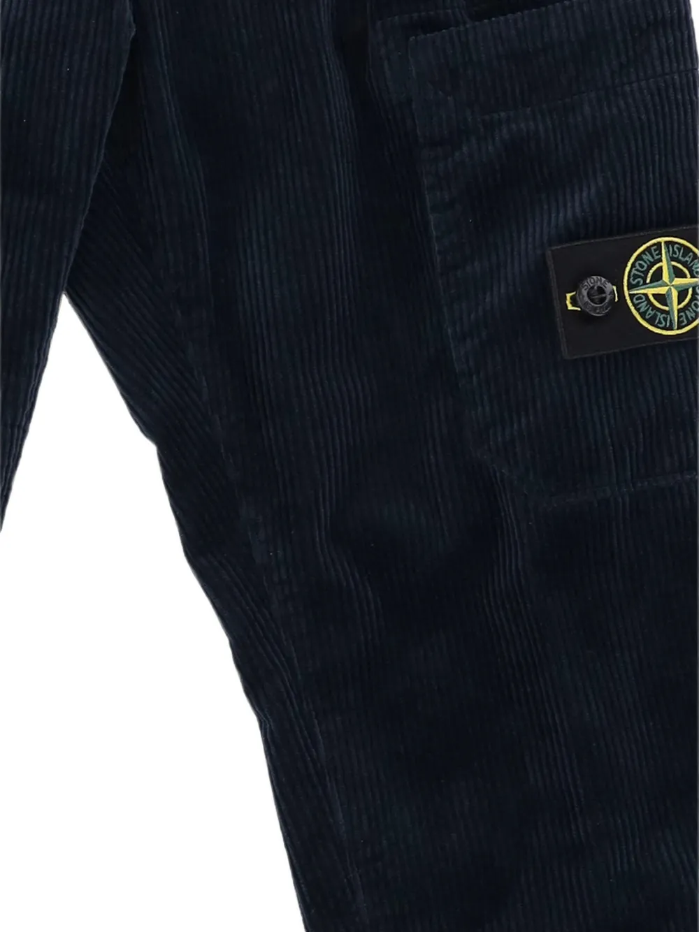 Stone Island Junior Ribfluwelen broek met Compass-logopatch Blauw