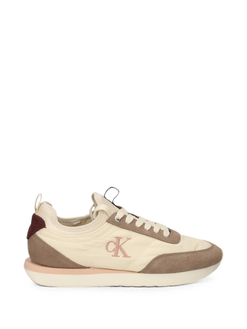 Calvin Klein suede-panelled logo-embroidered runner sneakers Beige
