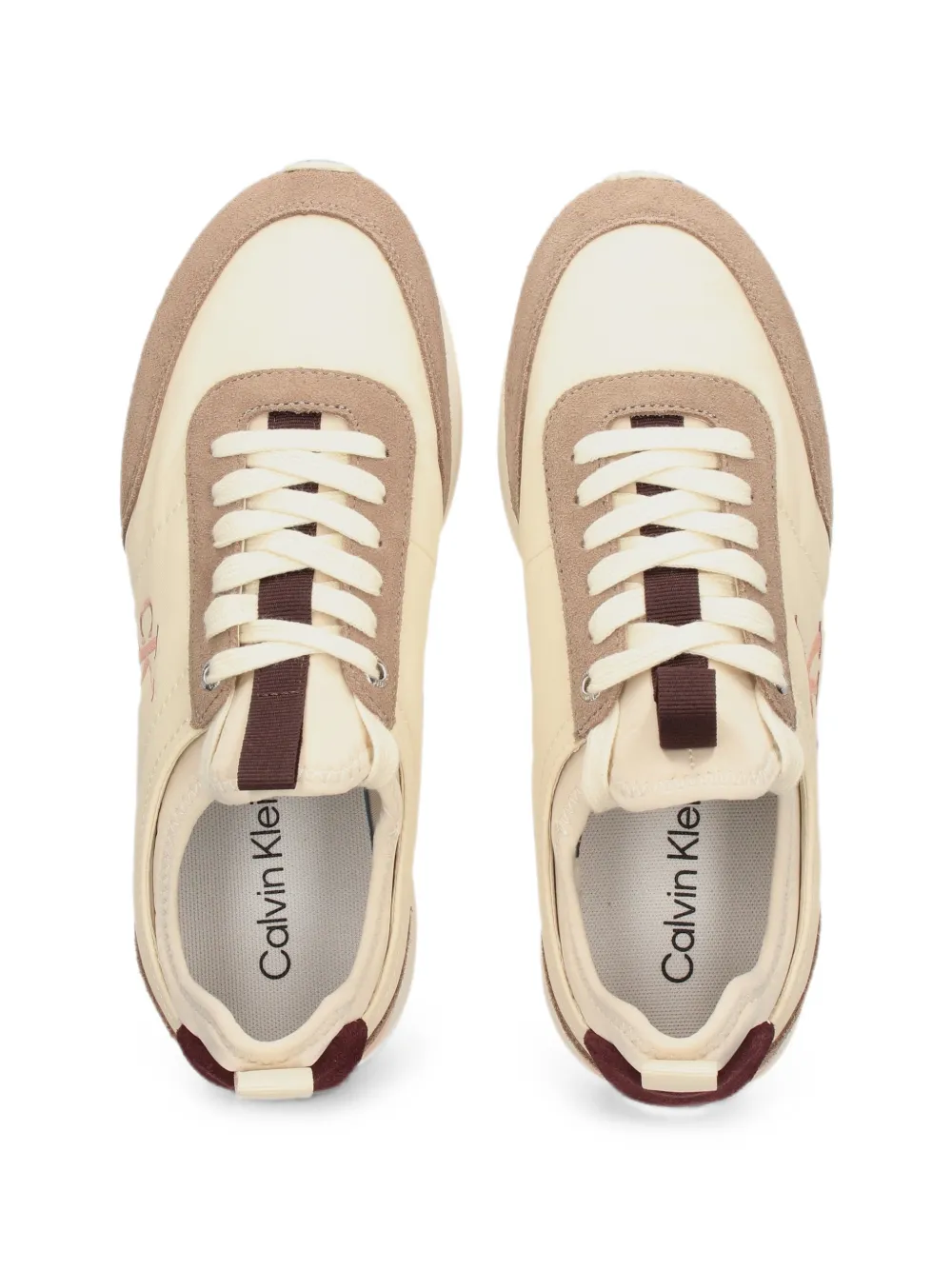Calvin Klein suede-panelled logo-embroidered runner sneakers Beige