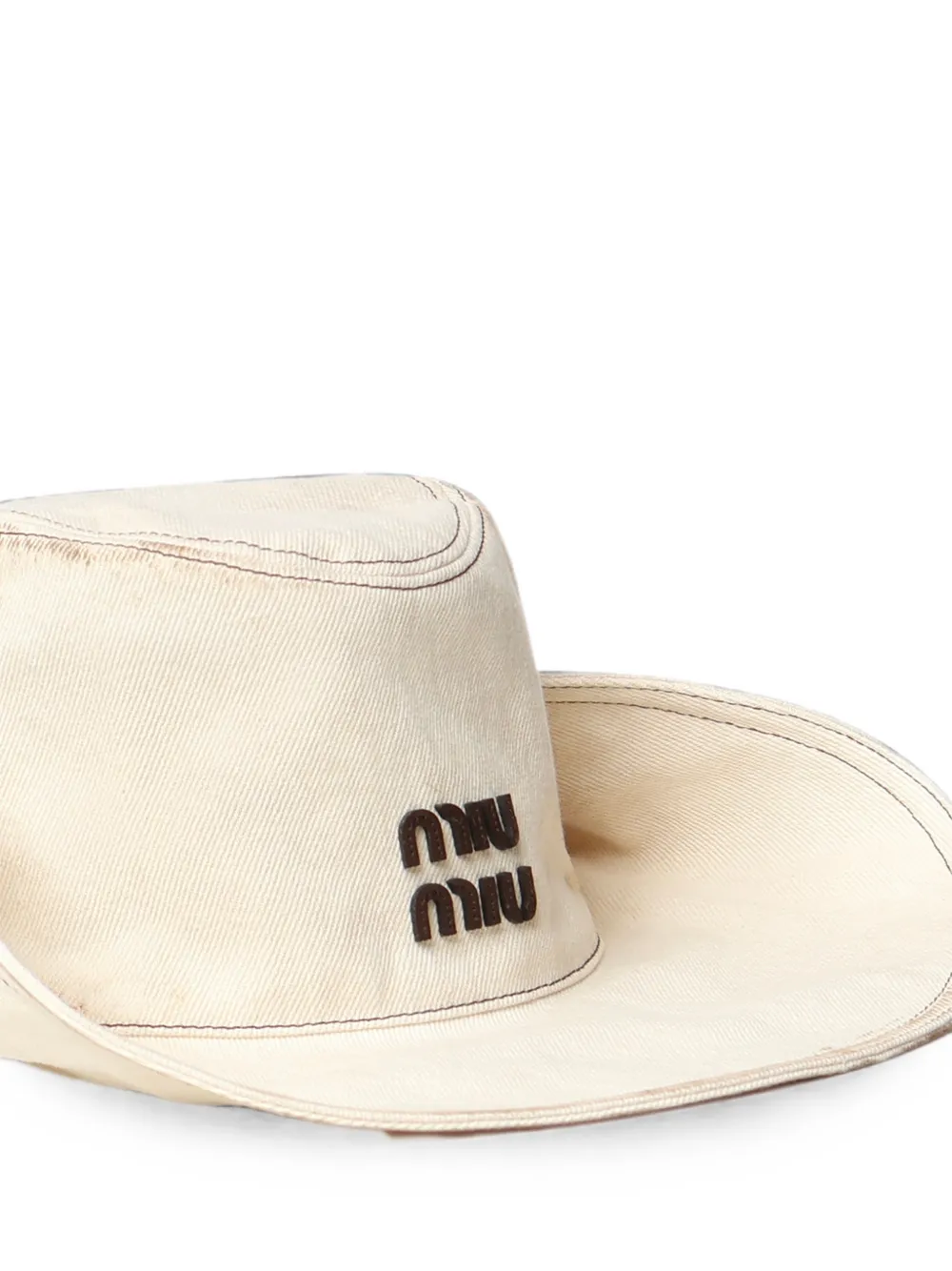 Miu Hoed met logodetail Beige