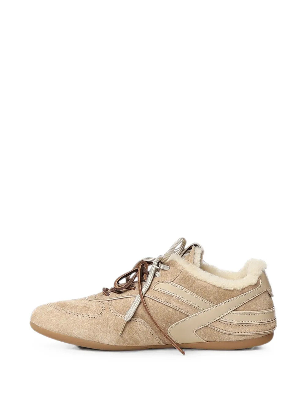Miu shearling-lined suede sneakers Beige