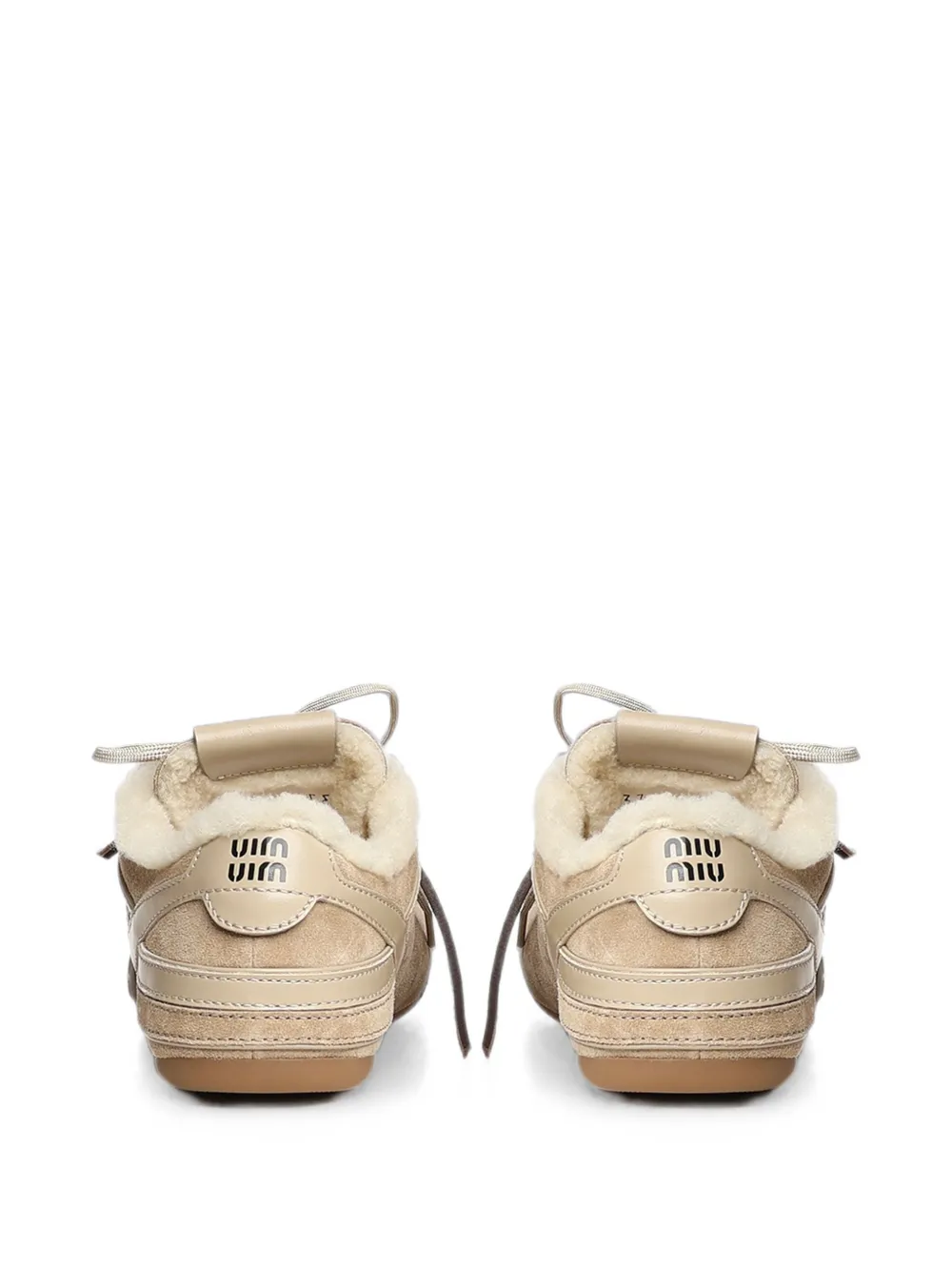 Miu shearling-lined suede sneakers Beige