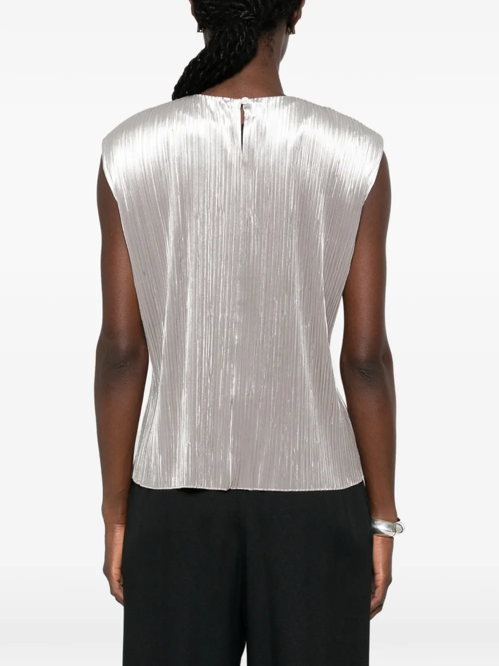 Forte Plissé geplooide fluwelen top Zilver