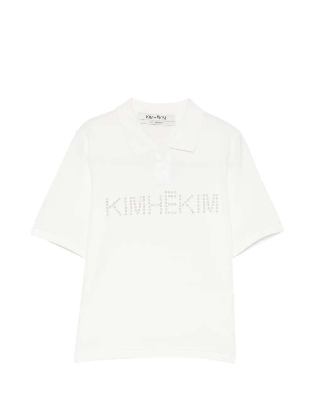 Kimhekim faux-pearl logo polo shirt - Bianco