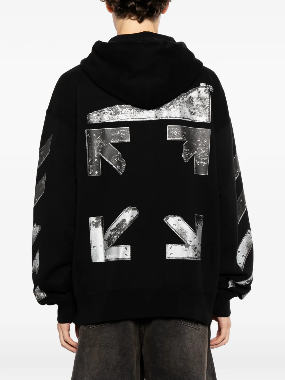 Off-White metal-arrow zip-up hoodie Zwart