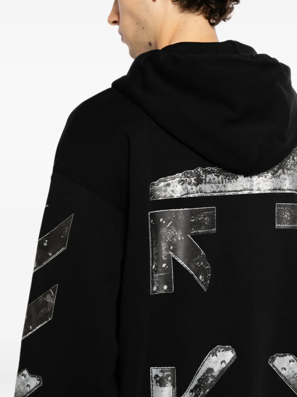 Off-White metal-arrow zip-up hoodie Zwart