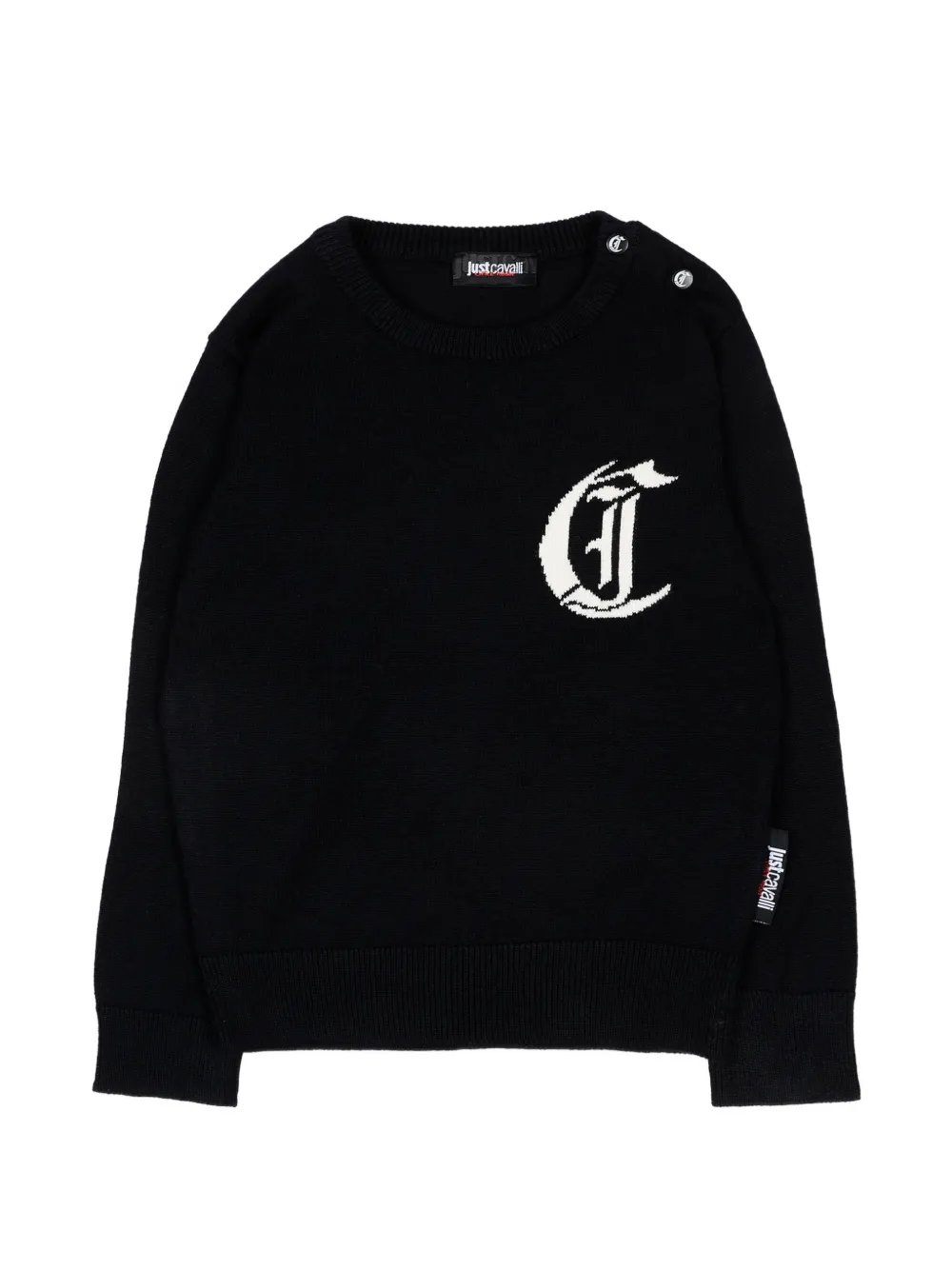 Just Cavalli Kids logo button-fastening sweatshirt - Nero