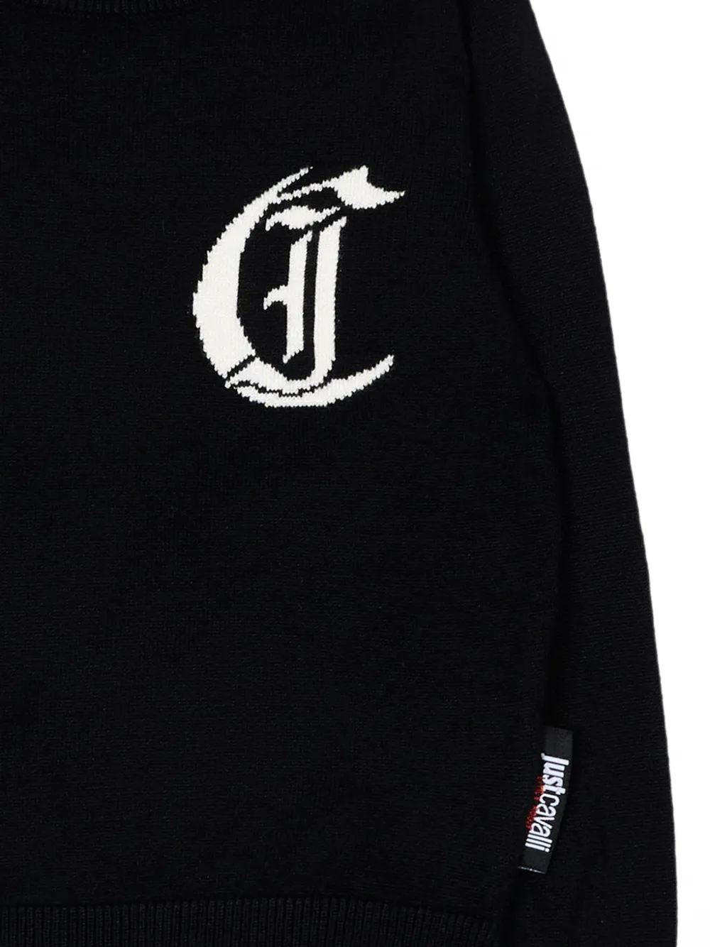 Just Cavalli Kids Sweater met knoopsluiting en logo Zwart
