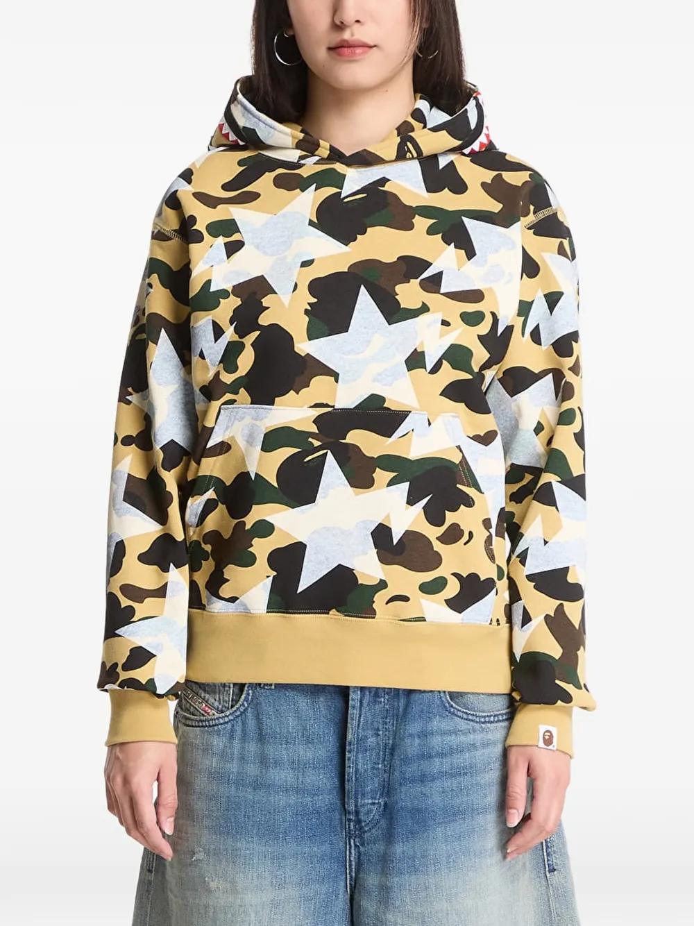 A BATHING APE Sta Camo Shark hoodie Geel