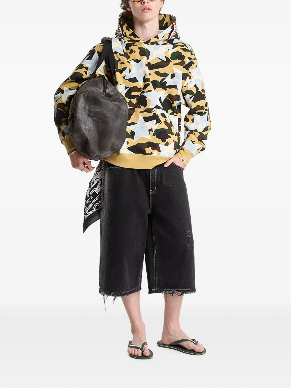 A BATHING APE Sta Camo Shark hoodie Geel