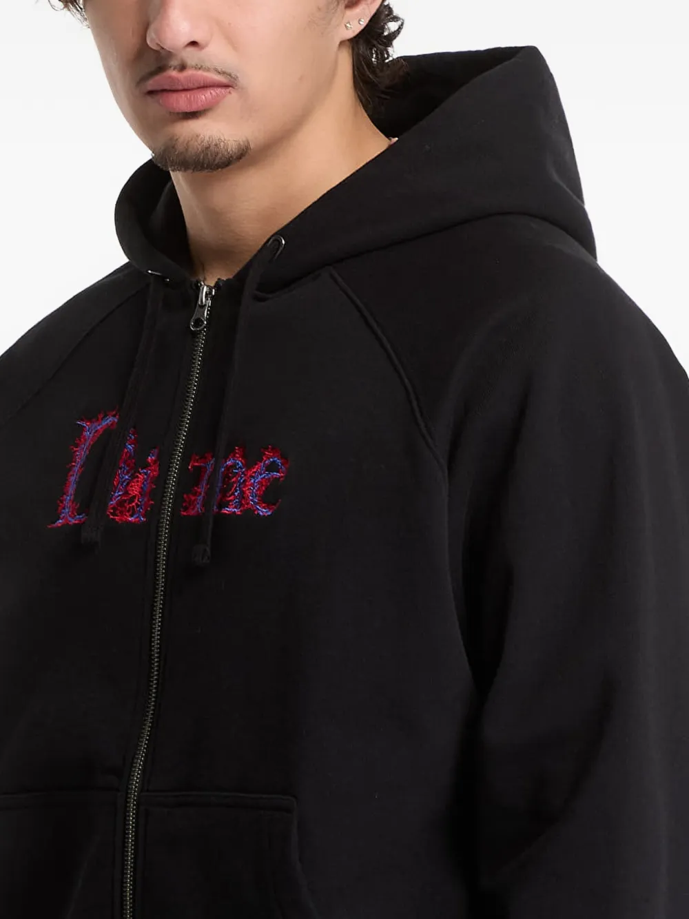 dime Veins hoodie met geborduurd logo Zwart