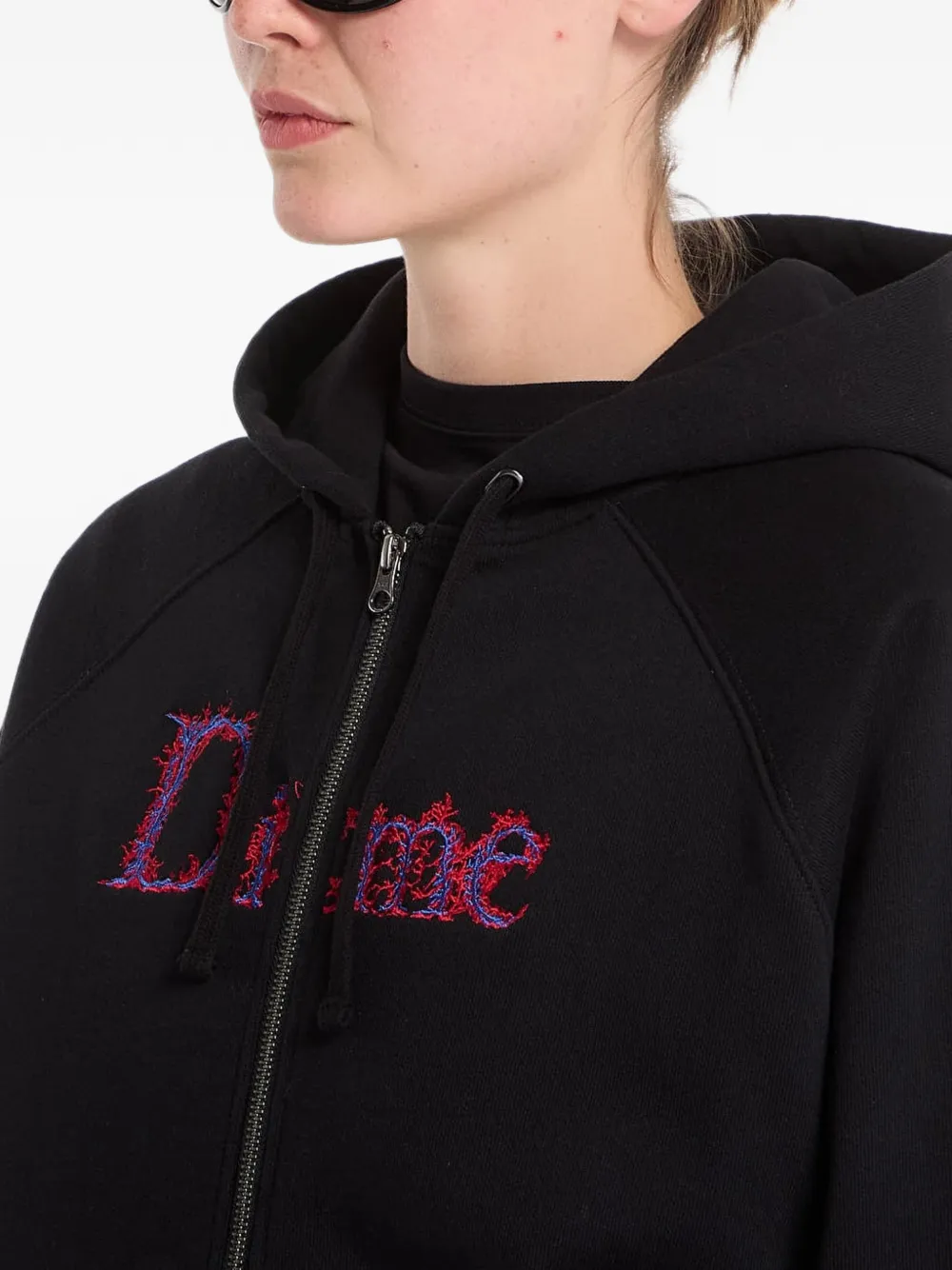 dime Veins hoodie met geborduurd logo Zwart