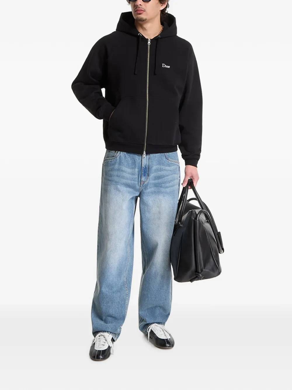 dime Hoodie met geborduurd logo Zwart