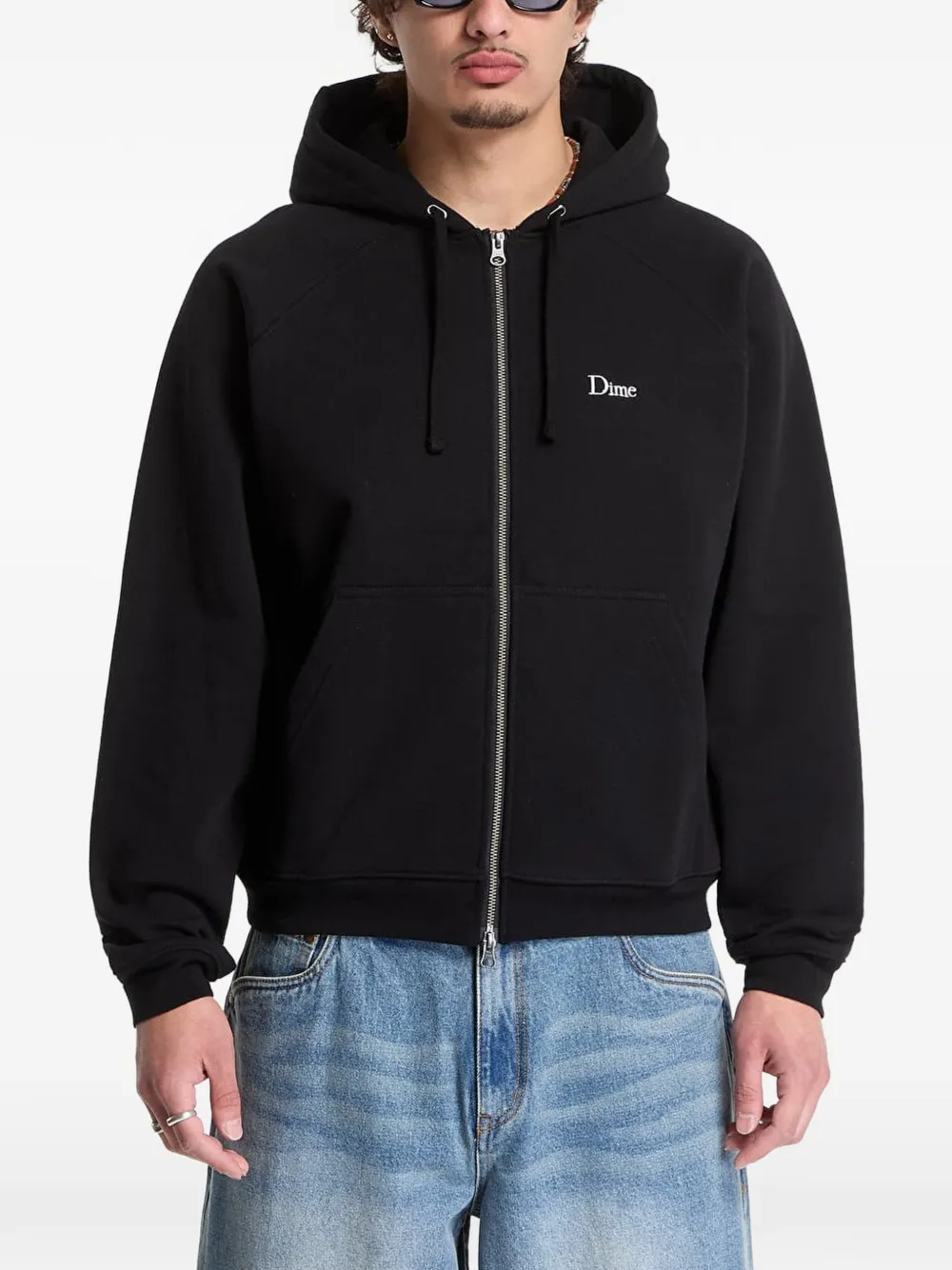 dime Hoodie met geborduurd logo Zwart