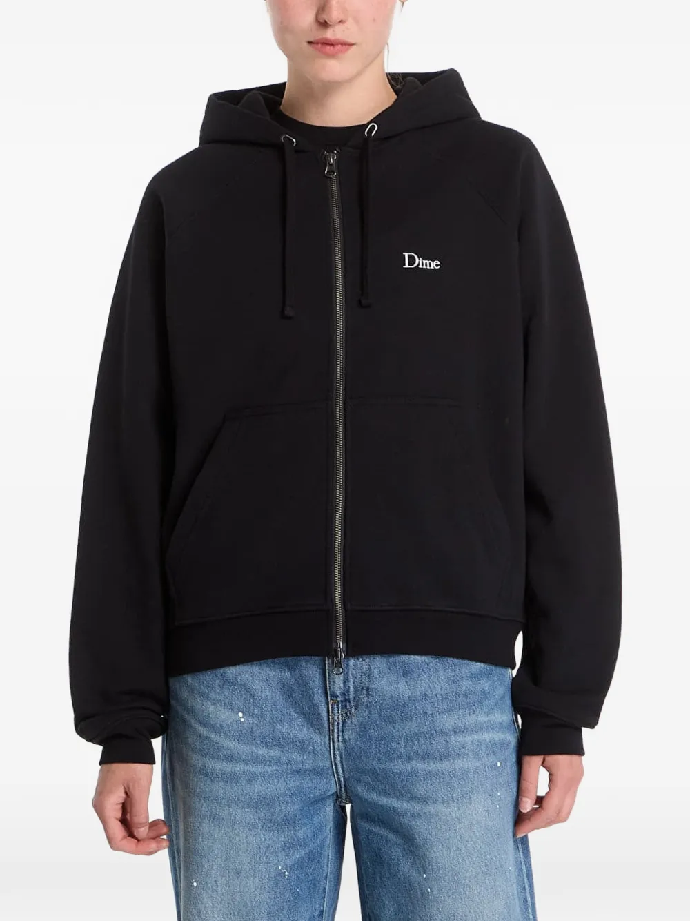 dime Hoodie met geborduurd logo Zwart