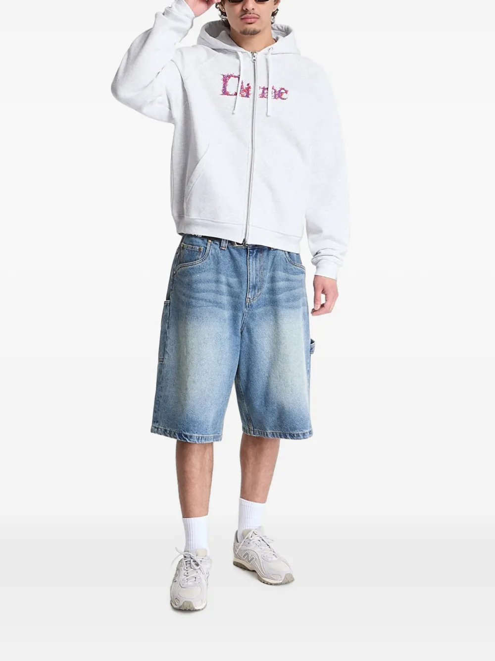 dime Veins hoodie met geborduurd logo Grijs