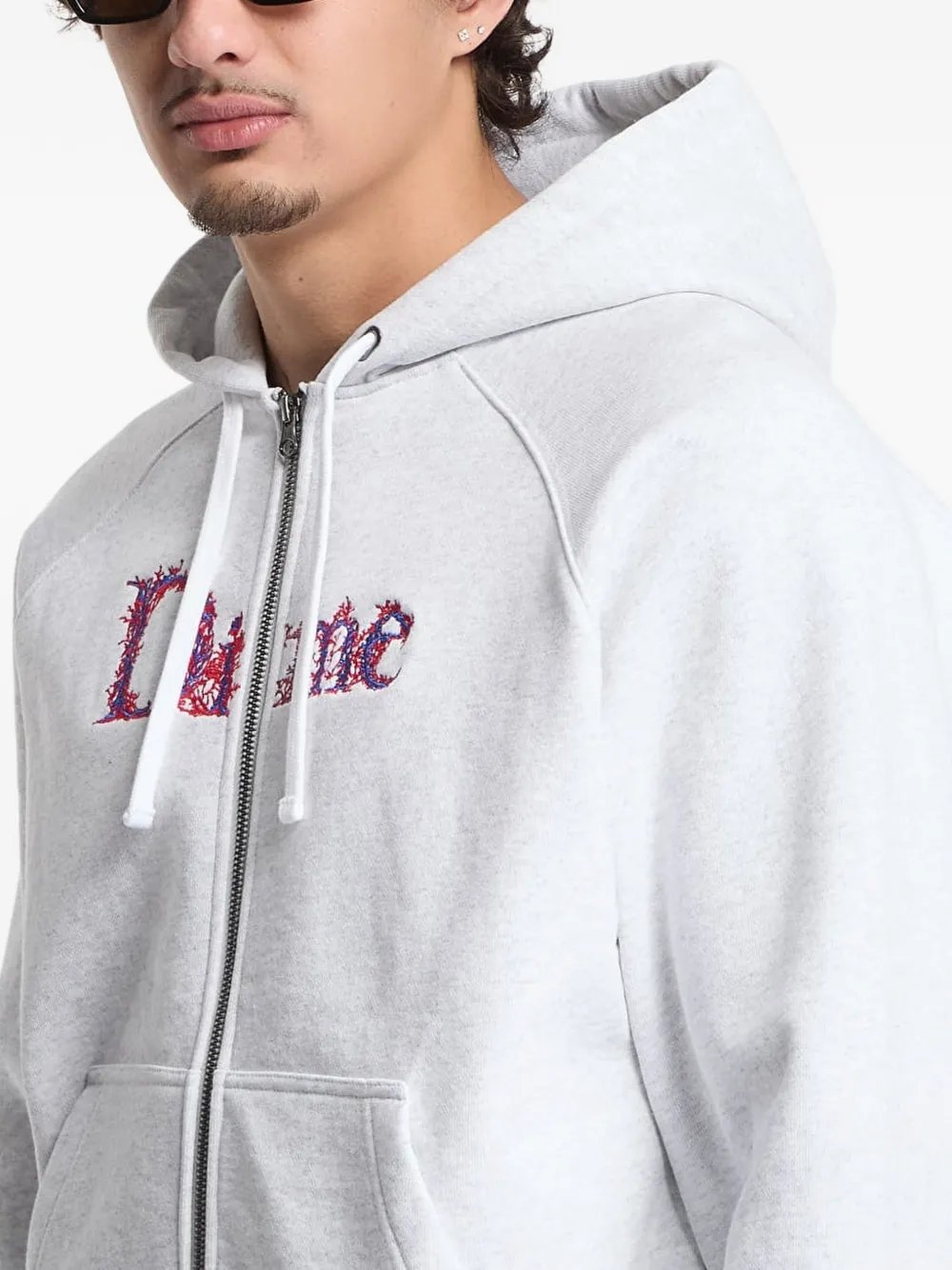 dime Veins hoodie met geborduurd logo Grijs