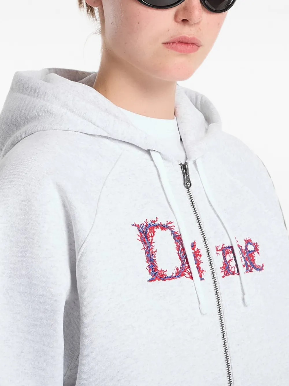 dime Veins hoodie met geborduurd logo Grijs