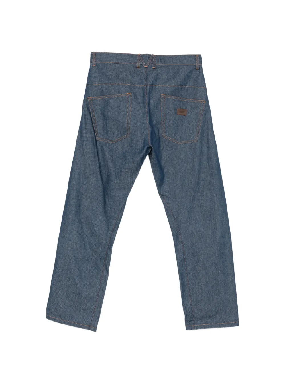 Moschino Jeans met logo-patch en contrasterende stiksels Blauw