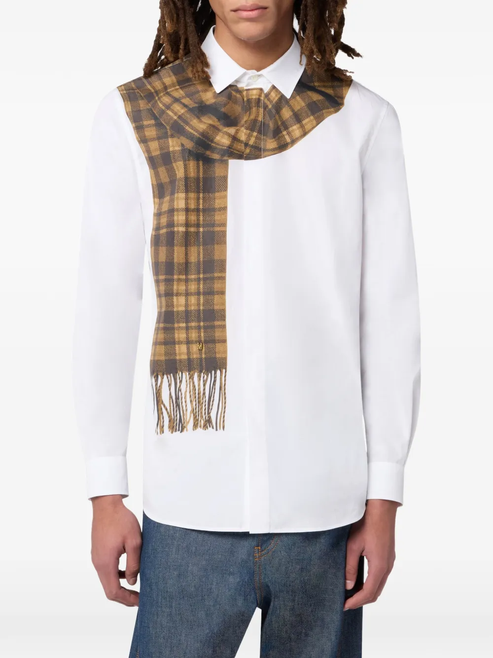 Moschino Gestreept shirt van katoen-popeline Wit
