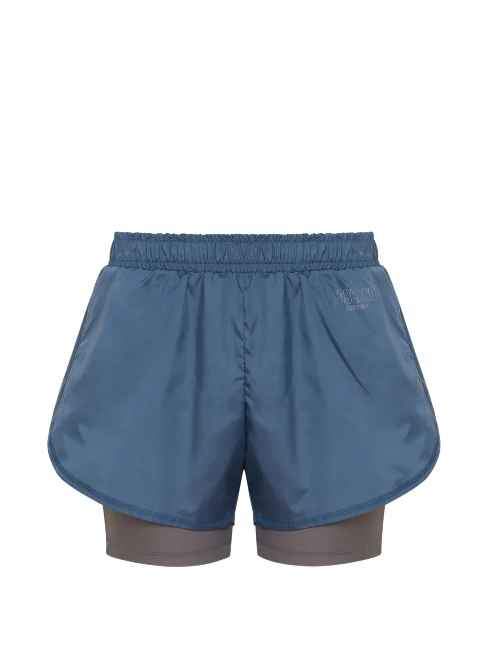 Moschino logo-print layered shorts - Blu