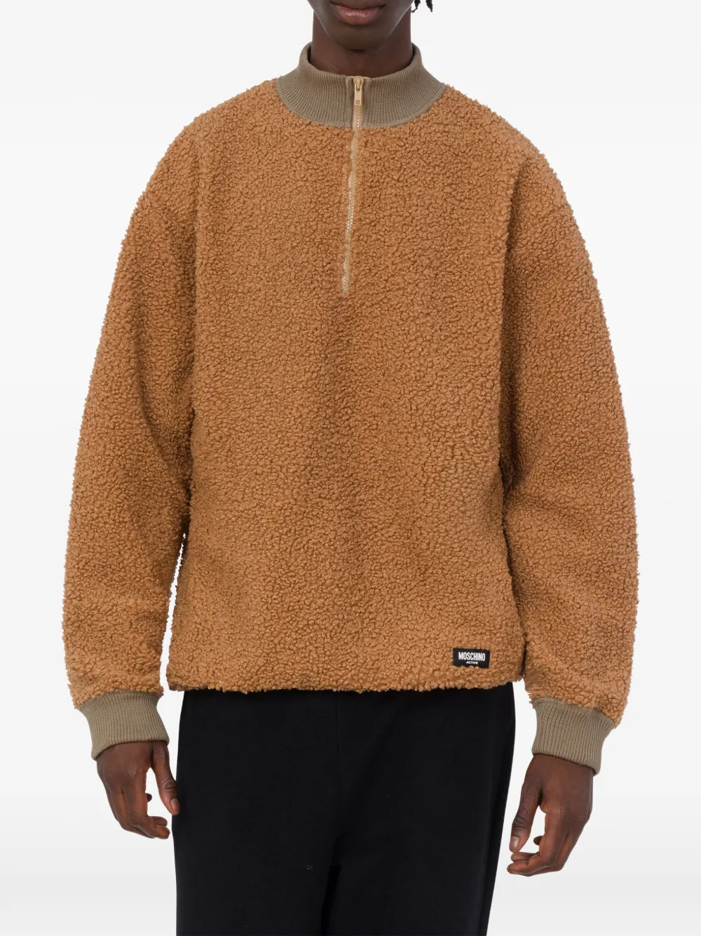 Moschino Trui met teddy-textuur en rits Bruin