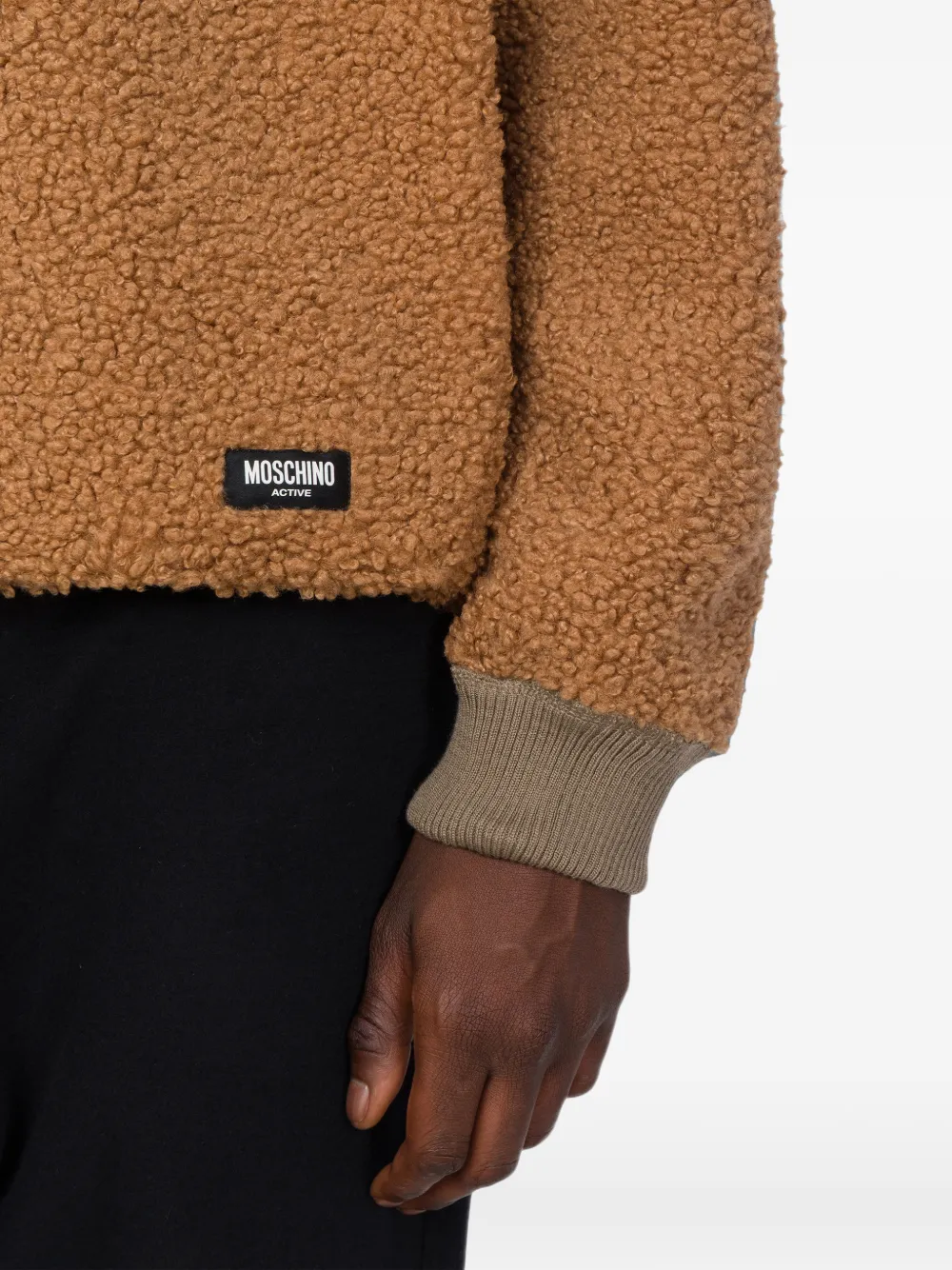 Moschino Trui met teddy-textuur en rits Bruin