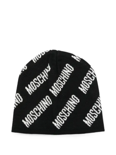 Moschino logo-print beanie hat