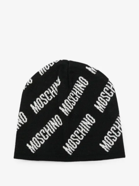 Moschino logo-print beanie hat