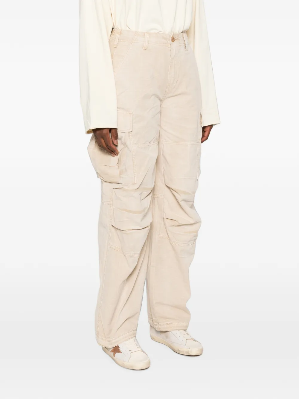 6397 Katoenen ripstop cargo broek Beige