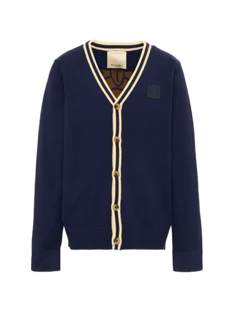 TRUSSARDI JUNIOR logo-patch striped-trim cardigan