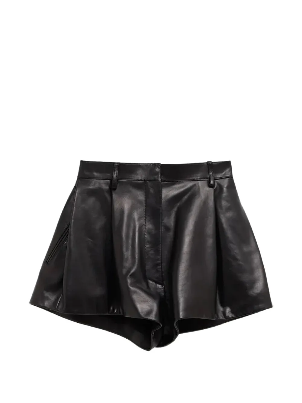 Balenciaga Geplooide leren shorts Zwart