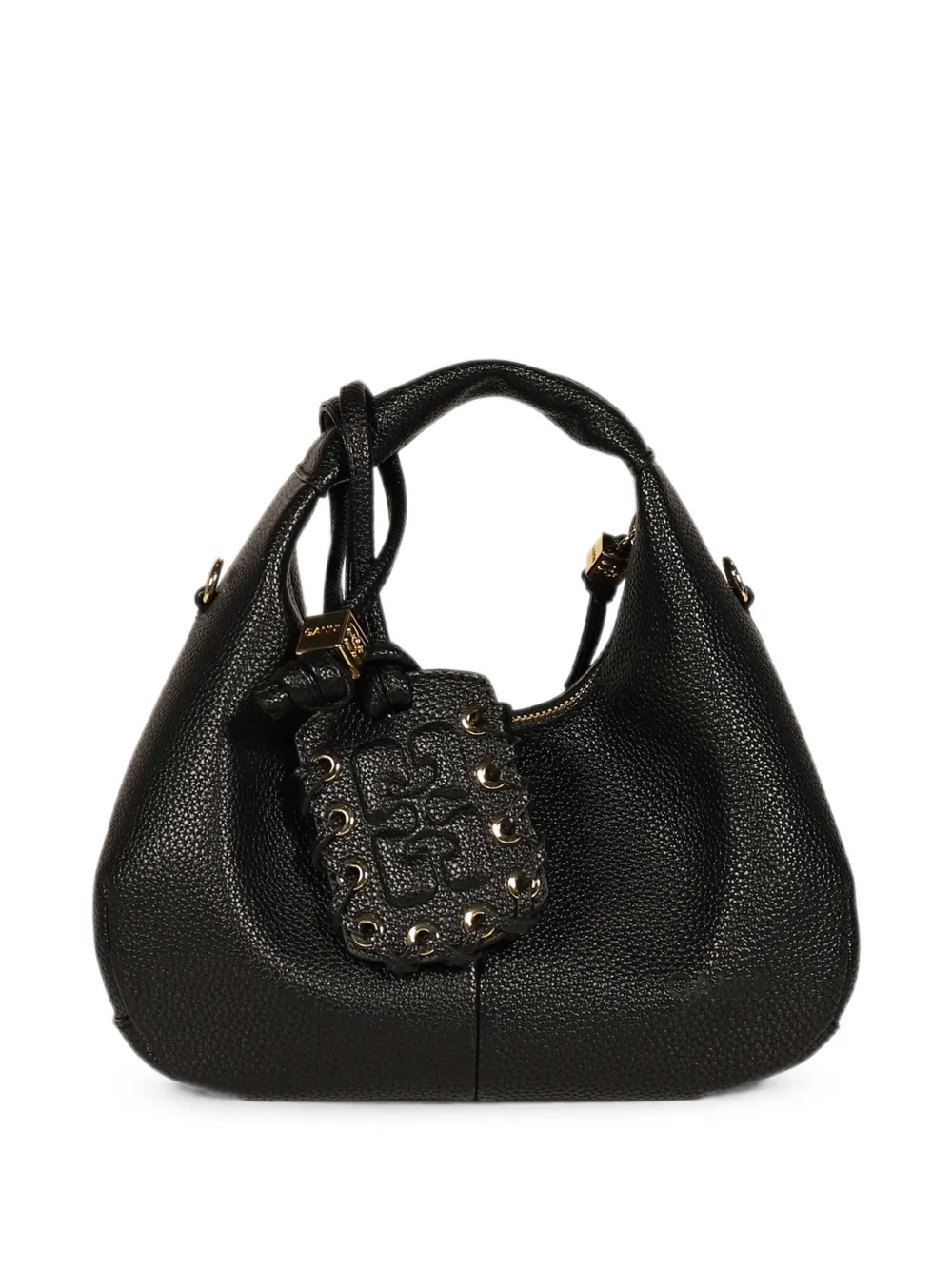 GANNI Hobo pebbled-leather shoulder bag - Nero