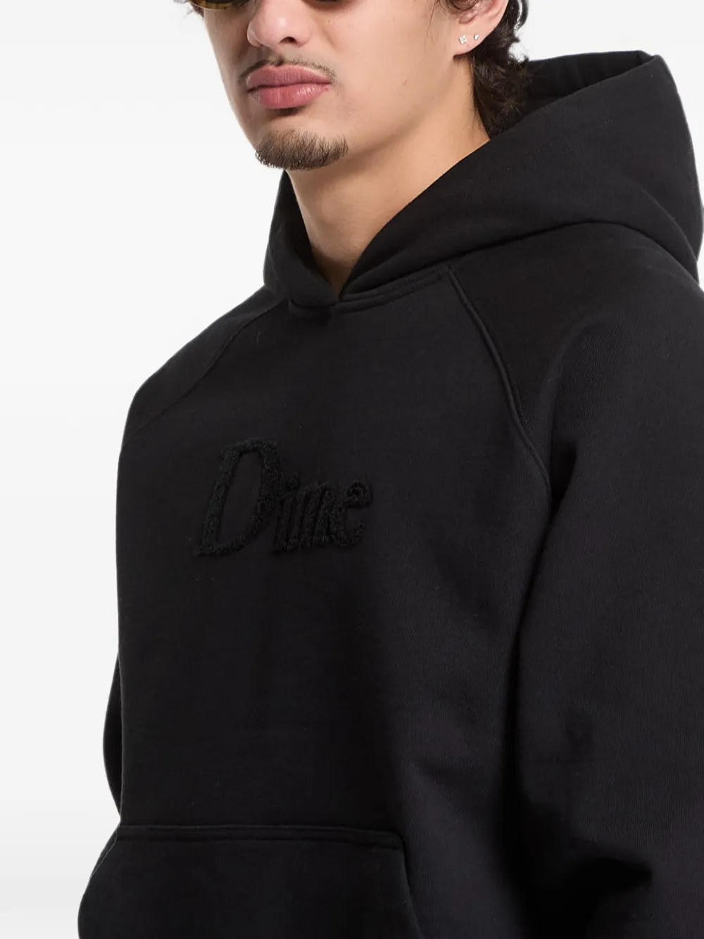dime Raglan hoodie met geborduurd logo Zwart