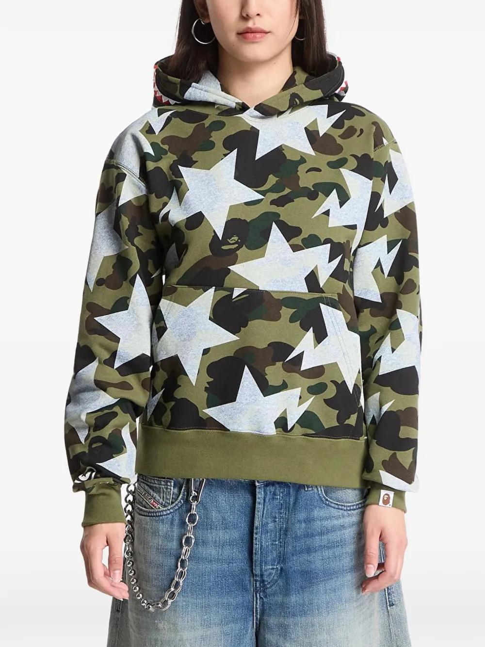 A BATHING APE Shark 1st Camo hoodie Groen