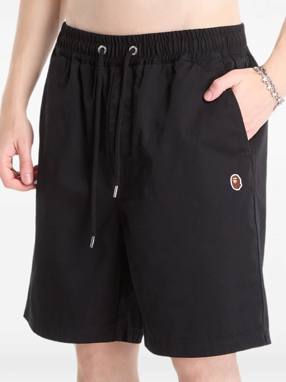 A BATHING APE Ruimvallende elastische shorts Zwart