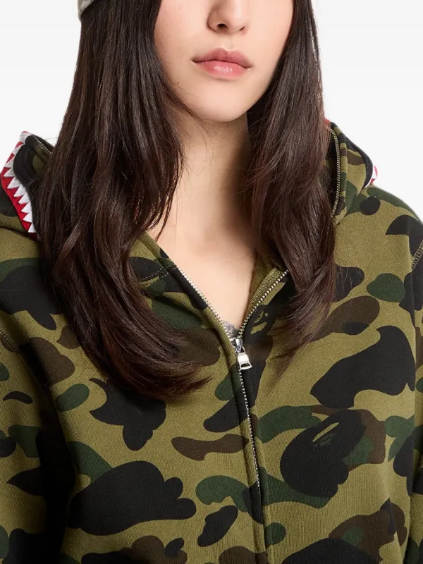 A BATHING APE® 1st Camo Shark Hoodie | Green | FARFETCH CA