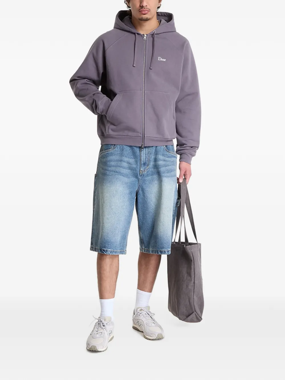 dime Hoodie met geborduurd logo Paars